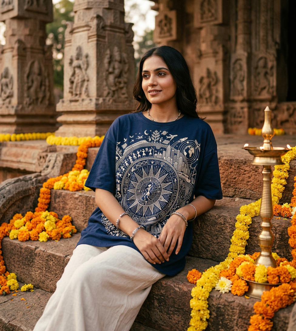 Warli Modern Unisex V Neck T-Shirt