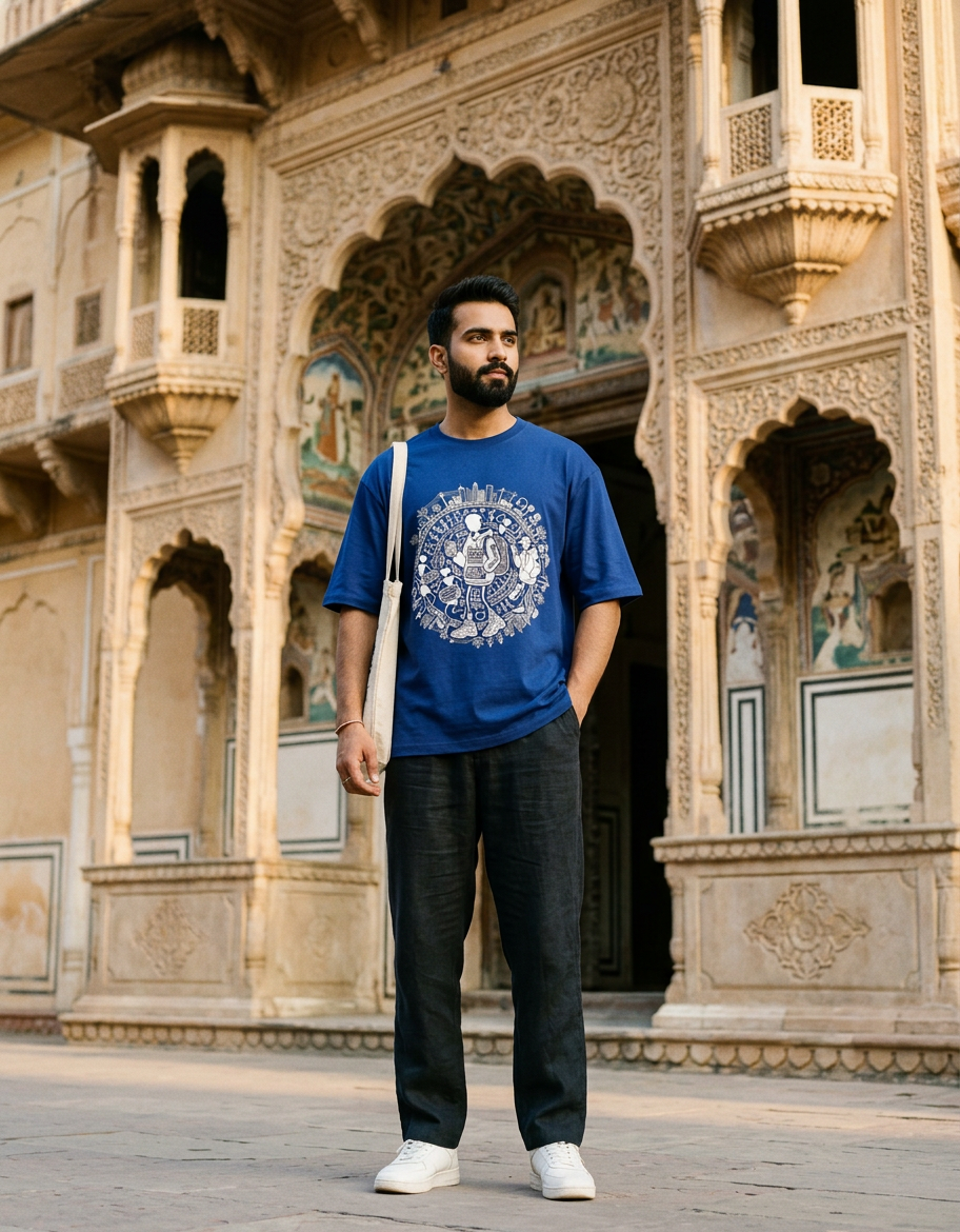 Warli Modern Unisex Oversized Classic T-Shirt